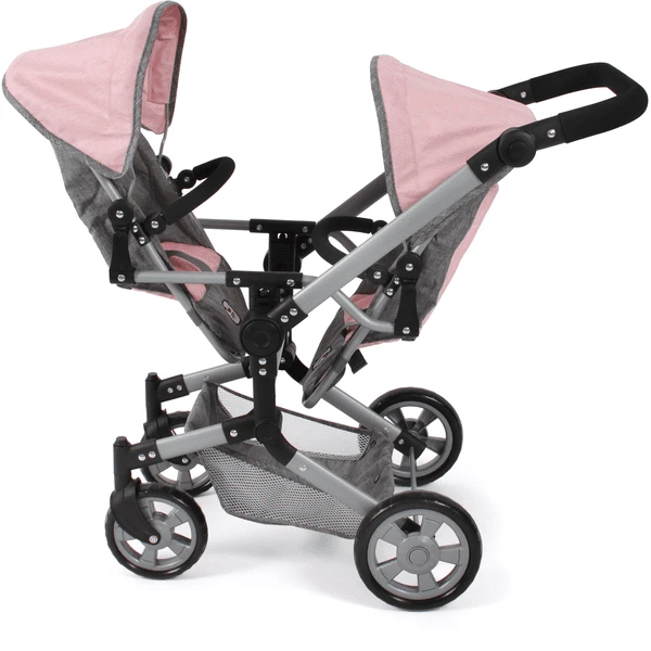 BAYER CHIC 2000 Poppenwagen Linus Duo Melange Grijs-roze - Image 5