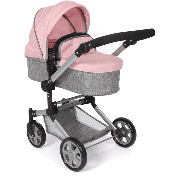 BAYER CHIC LINUS GemĂȘleerde Poppenwagen Grijs Roze - Image 2