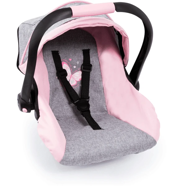 Bayer Design Poppen Autostoel Met Dak Grijs/roze, Met Vlinder - Image 4