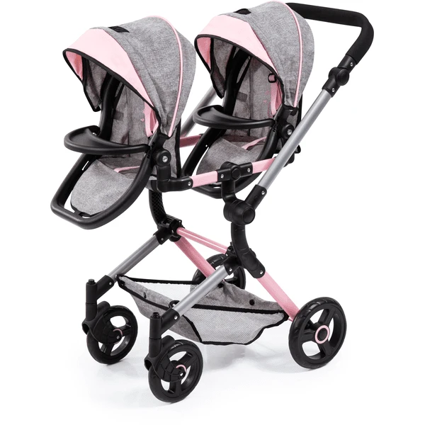 Bayer Design Twin Neo Poppenwagen Grijs/roze, Met Vlinder - Image 2