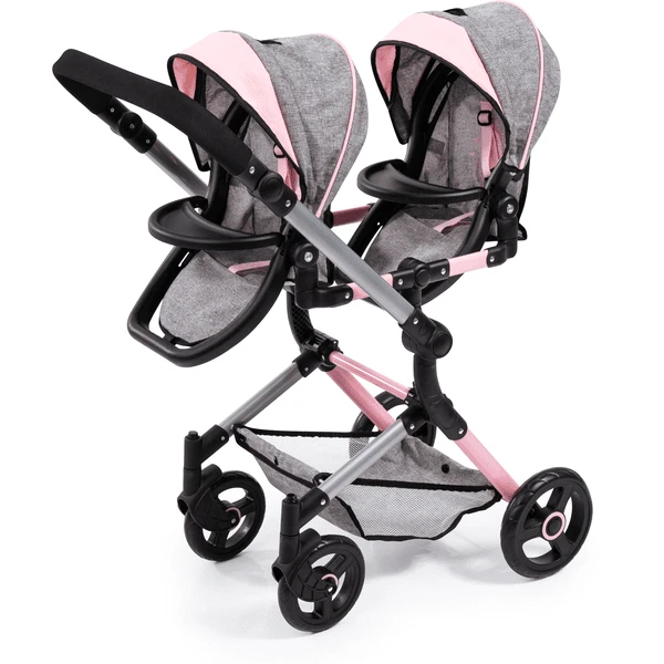 Bayer Design Twin Neo Poppenwagen Grijs/roze, Met Vlinder - Image 3