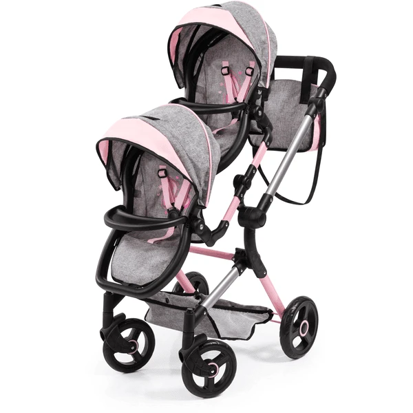 Bayer Design Twin Neo Poppenwagen Grijs/roze, Met Vlinder