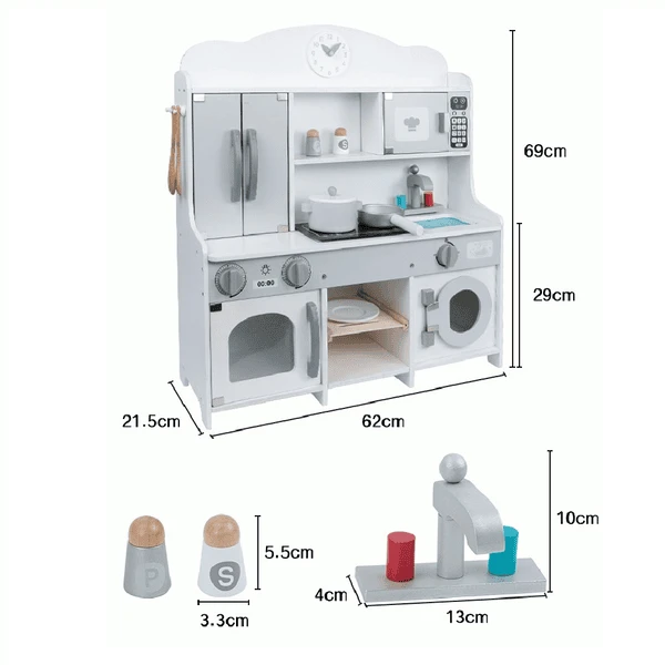 Bino Kinderkeuken Met Wasmachine En Toebehoren, Wit - Image 2