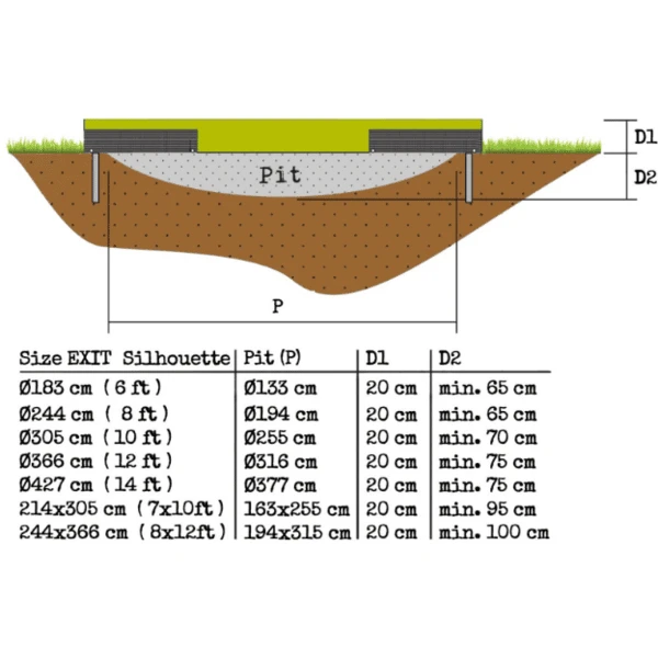 EXIT TOYS EXIT Silhouette Inground Trampoline ø305cm Met Veiligheidsnet - Groen - Image 4