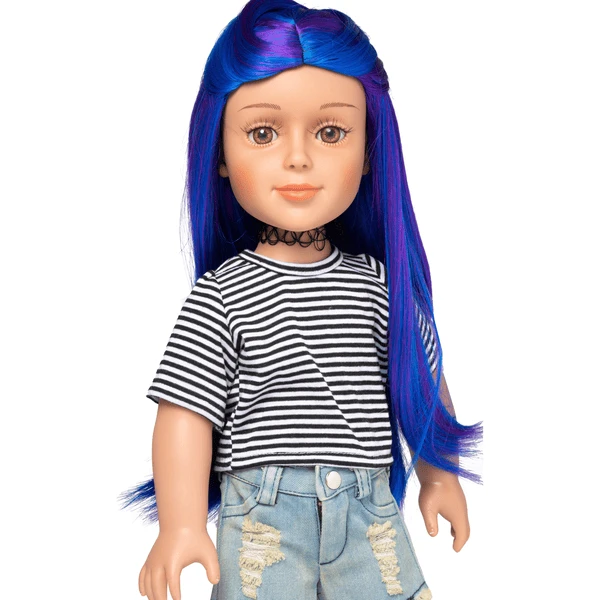 I'M A GIRLY Blauwe Lange Pruik - Image 3