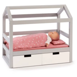 MUSTERKIND Ā® Poppenhuis Bed Viola Grijs/wit