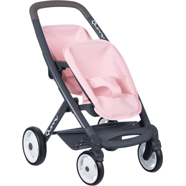 Smoby Quinny Tweeling Sport Poppenwagen Roze/grijs - Image 3